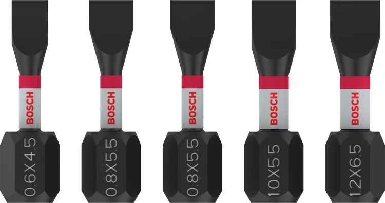بوش SL Impact Bits, SL4.5, SL5.5 (x2), SL5.5, SL6.5, 25 mm, 5 pcs رؤوس مفكات صدمية SL — SL Impact Bits, SL4.5, SL5.5 (x2), SL5.5, SL6.5, 25 mm, 5 pcs