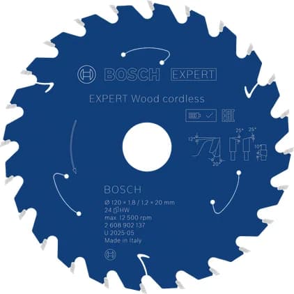 بوش EXPERT Wood cordless Circular Saw Blade, 120 x 1.8/1.2 x 20 mm, T24 شفرة منشار دائري — EXPERT Wood cordless Circular Saw Blade, 120 x 1.8/1.2 x 20 mm, T24