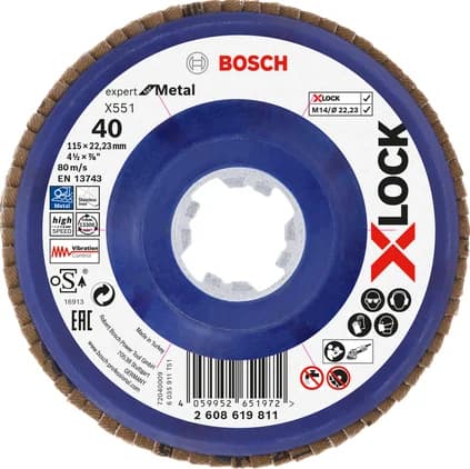 بوش X-LOCK Flap disc X551, Expert for Metal 4059952651972 قرص تجليخ رفرفي X-LOCK X551، Expert for Metal — X-LOCK Flap disc X551, Expert for Metal 4059952651972