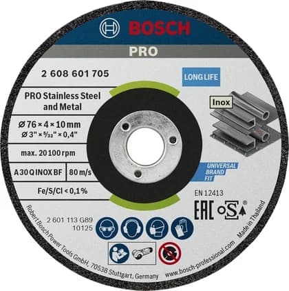 بوش قرص تجليخ ستانلس ستيل ومعادن 76 x 4 x 10 مم — Stainless Steel and Metal Grinding Disc, 76 x 4 x 10 mm