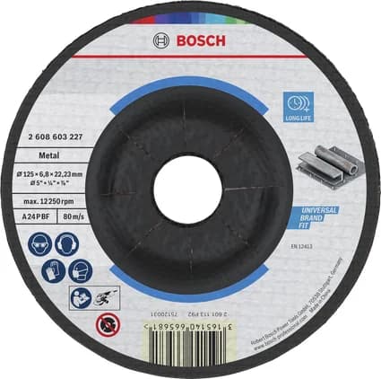 بوش Metal Grinding Disc, 125 x 6.8 x 22.23 mm قرص تجليخ معدن — Metal Grinding Disc, 125 x 6.8 x 22.23 mm