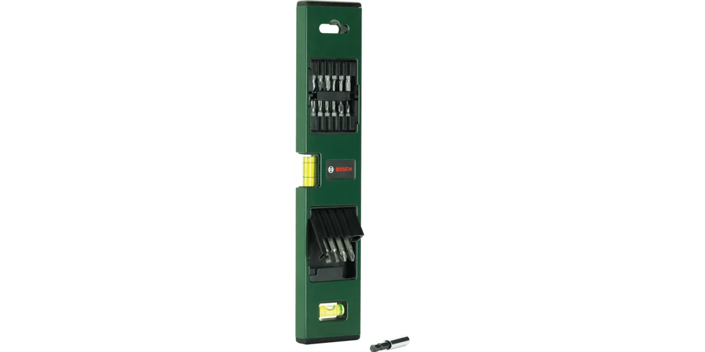 بوش طقم ريش مفكات مع ميزان تسوية، 17 قطعة — Spirit Level Screwdriver Bit Set, 17 pieces