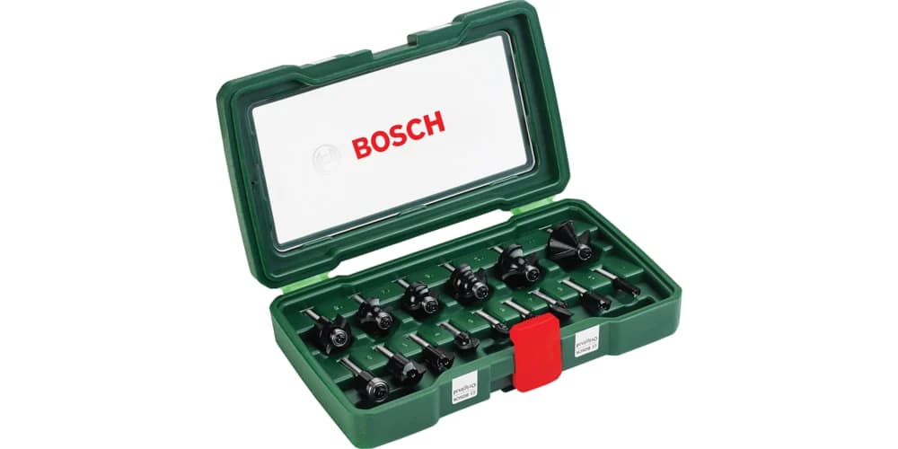 بوش Tungsten-carbide Router Bit Set 15 Pieces طقم لقمة راوتر — Tungsten-carbide Router Bit Set 15 Pieces