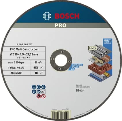 بوش Multi Material Cutting Disc قرص قطع 230 x 1.9 x 22.23 mm — Multi Material Cutting Disc, 230 x 1.9 x 22.23 mm