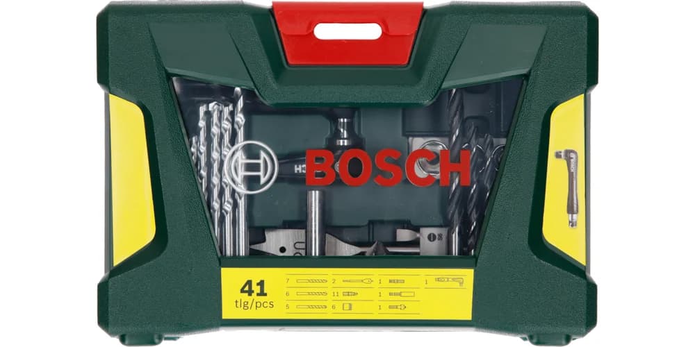 بوش V-Line طقم ريش حفر ومفكات 41 قطعة مع مفك زاوية — V-Line Drill- and Screwdriver Bit Set 41 pieces with angle driver