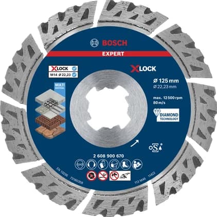 بوش EXPERT MultiMaterial X-LOCK Diamond Cutting Disc 125 x 22.23 x 2.4 x 12 mm قرص قطع ألماس — EXPERT MultiMaterial X-LOCK Diamond Cutting Disc 125 x 22.23 x 2.4 x 12 mm
