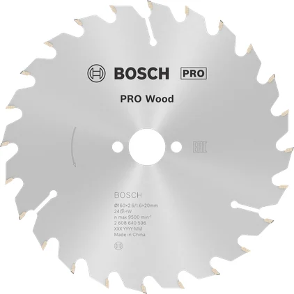 بوش Wood Circular Saw Blade, 160 x 2.6 x 20 mm, T24 شفرة منشار دائري — Wood Circular Saw Blade, 160 x 2.6 x 20 mm, T24