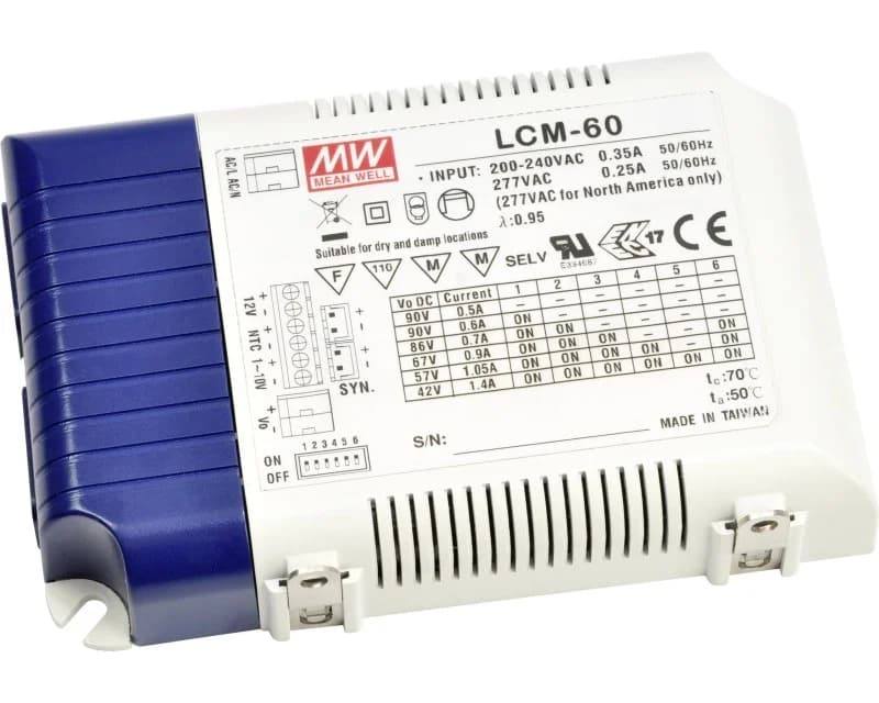 Mean Well LCM-60 MEAN WELL LCM Constant-Current LED Drivers