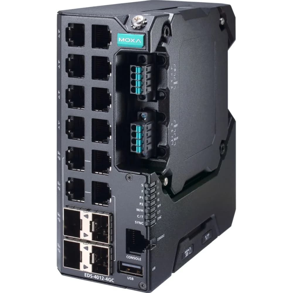 Moxa EDS-4012-4GS-LV-T سويتش شبكات صناعي