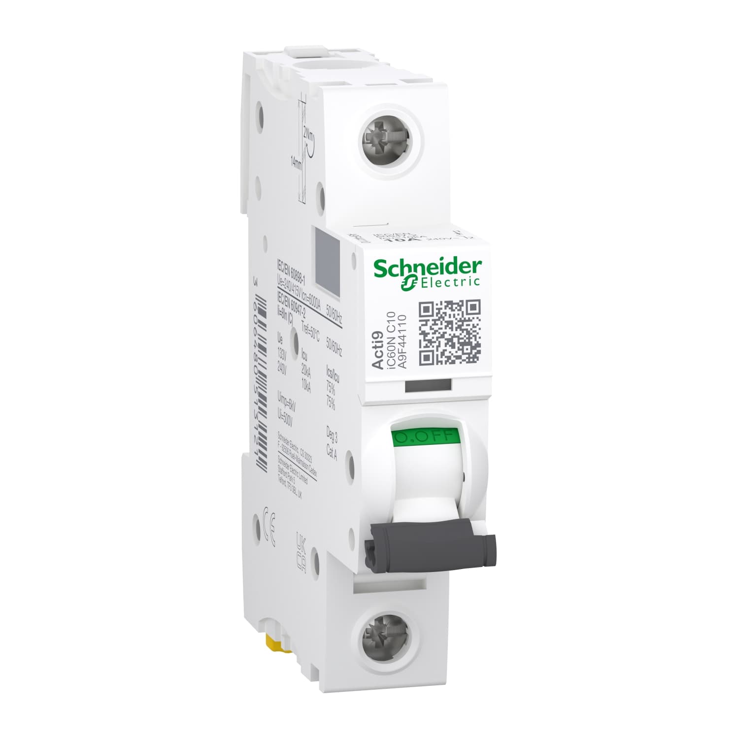 Schneider A9F44110 Miniature Circuit Breaker (Mcb) Acti9 iC60N Disbo 1P 10A