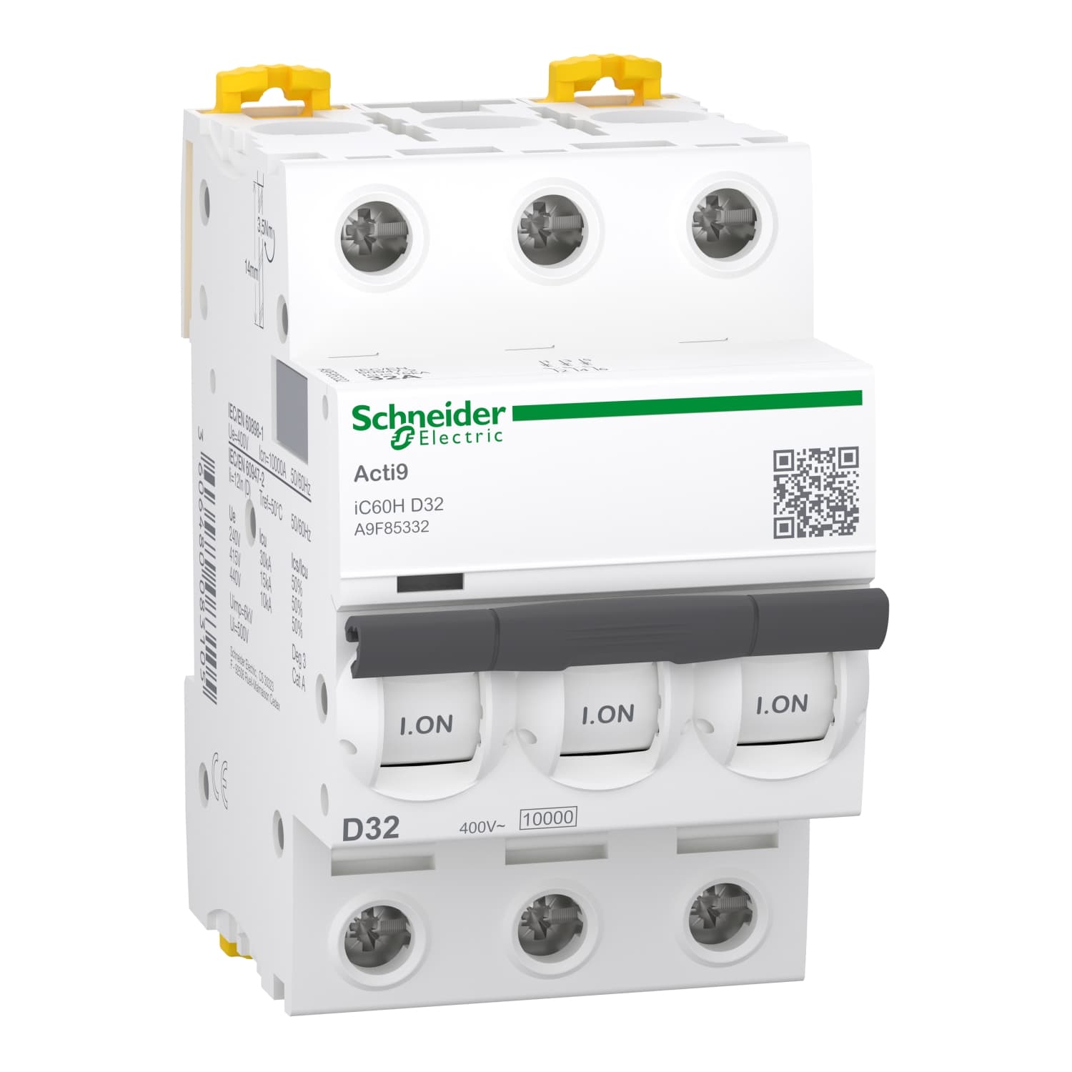 Schneider A9F85332 Miniature Circuit Breaker (Mcb) Acti9 iC60H 3P 32A — iC60H