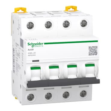 Schneider A9F92402 Miniature Circuit Breaker (Mcb) Acti9 iC60L 4P 2A — iC60L