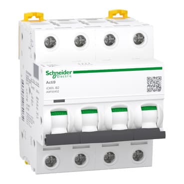Schneider A9F93402 Miniature Circuit Breaker (Mcb) Acti9 iC60L 4P 2A — iC60L