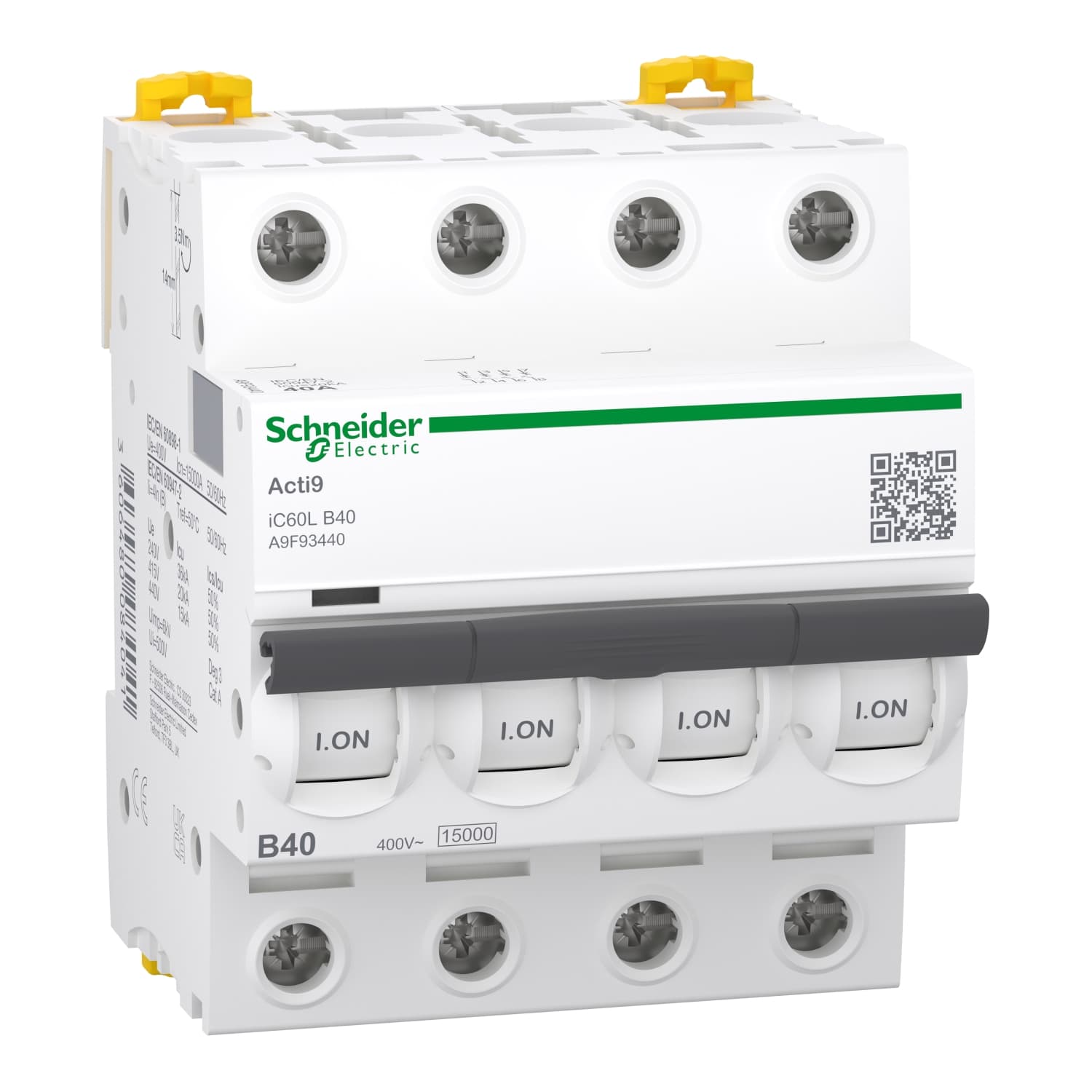 Schneider A9F93440 Miniature Circuit Breaker (Mcb) Acti9 iC60L 4P 40A