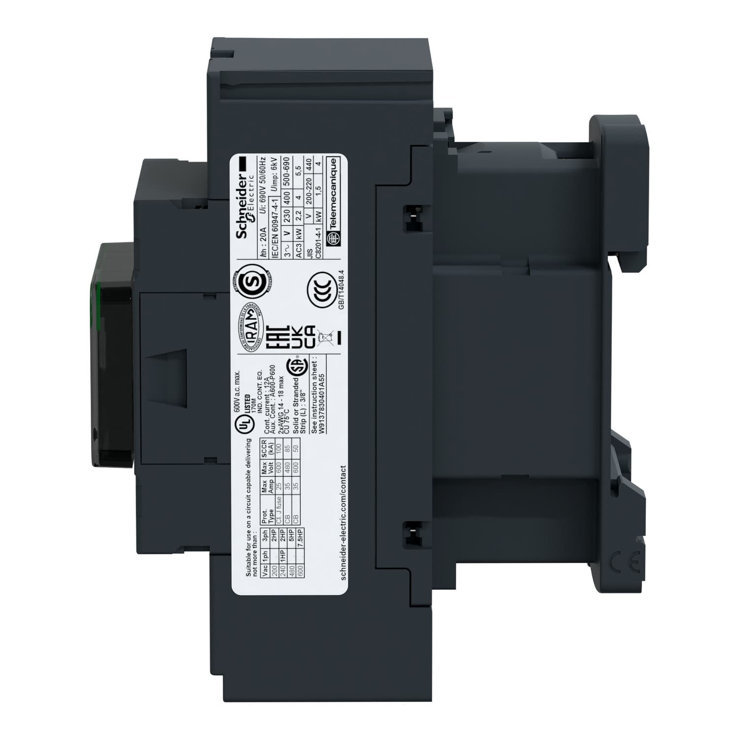 Schneider LC1D183U7 Contactor 3P(3NO) AC-3/AC-3e <=440V — LC1D