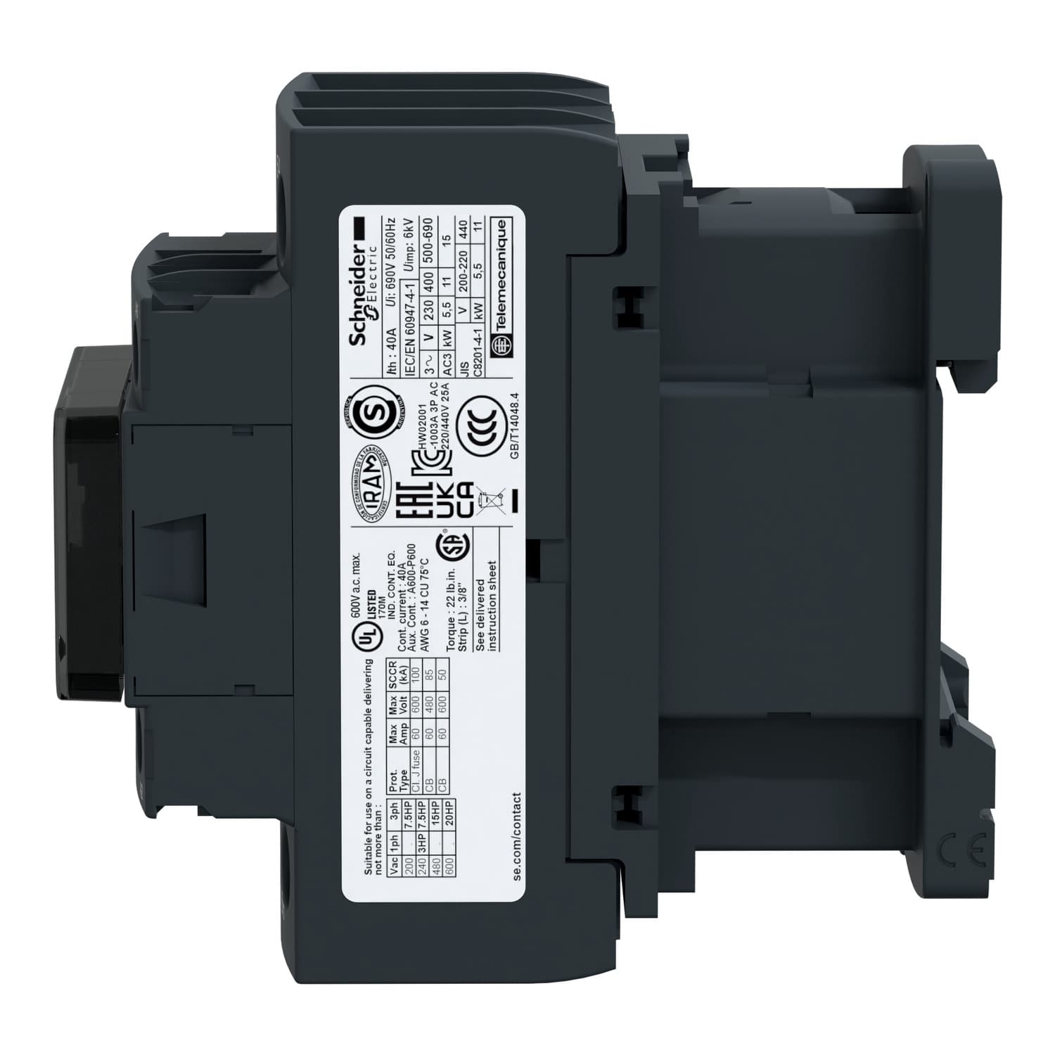 Schneider LC1D25T7 Contactor 3P(3NO) AC-3/AC-3e <=440V — LC1D