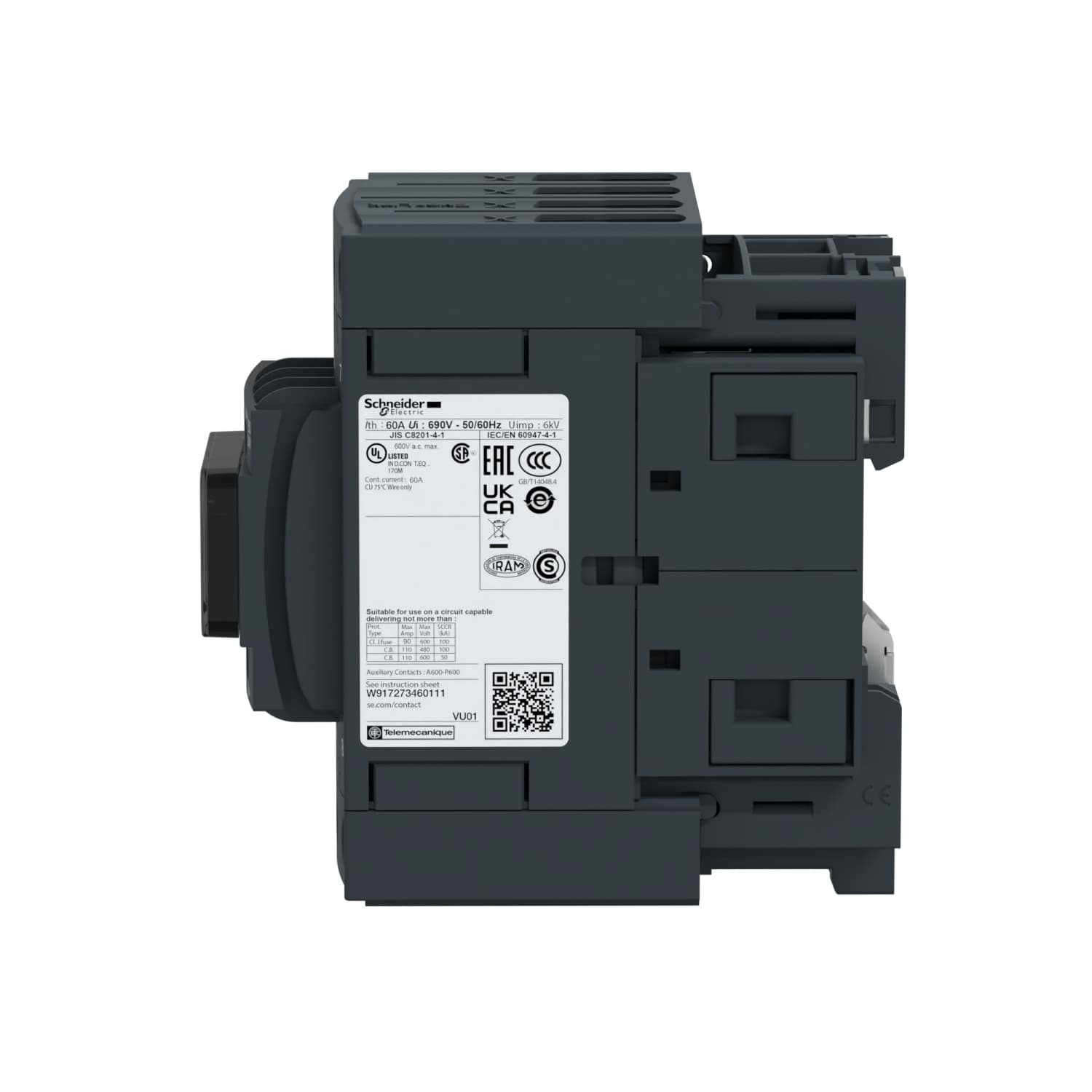 Schneider LC1DT60AP7 Contactor 4P(4 NO) AC-1 <=440V — LC1D